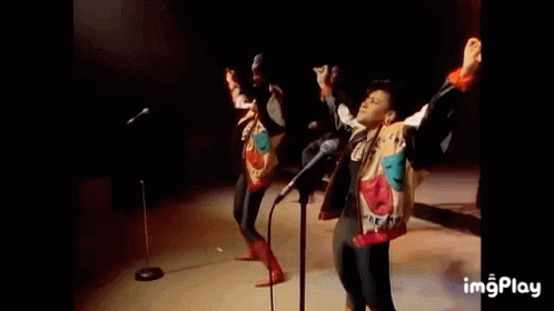 A Group Of People Are Dancing On A Stage In Front Of A Crowd . GIF