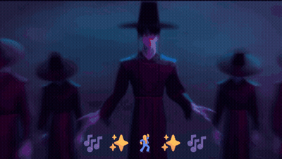 A Group Of People Are Dancing With A Purple Background GIF