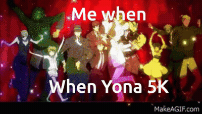 A Group Of People Are Dancing With The Words Me When When Yona 5K On The Bottom GIF