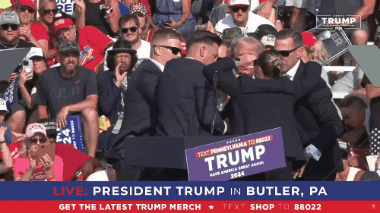 A Group Of People Are Gathered In A Stadium With A Sign That Says President Trump In Butler Pa GIF