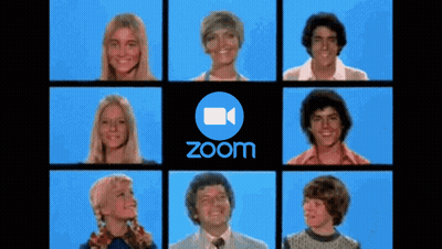 A Group Of People Are Having A Video Call With A Zoom Logo In The Background GIF