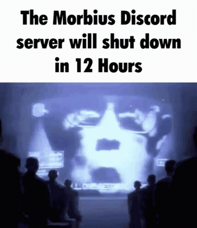 A Group Of People Are Looking At A Screen That Says The Morbid Discord Server Will Shut Down In 12 Hours GIF