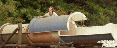 A Group Of People Are Riding A Water Slide And The Words Action Point Are On The Bottom GIF