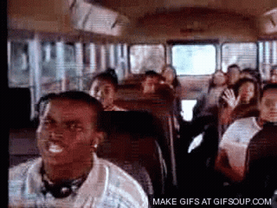 A Group Of People Are Riding On A Bus And One Of Them Is Making A Funny Face . GIF