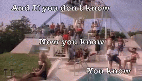 People Sitting Around Pool With Now You Know GIF