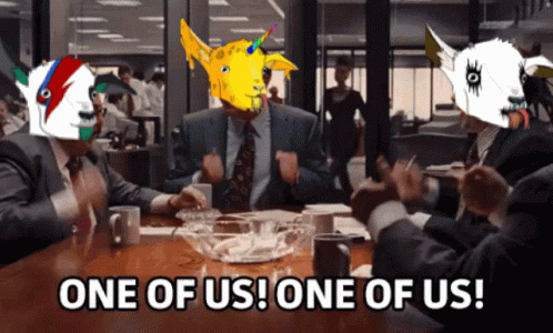 People Sitting Around Table One Says One Of Us GIF