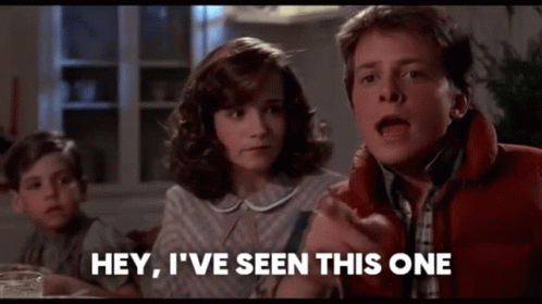 A Group Of People Are Sitting At A Table And One Of Them Is Saying Hey I 'Ve Seen This One . GIF