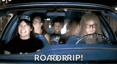 A Group Of People Are Sitting In A Car And One Of Them Is Saying `` Roar ! '' GIF
