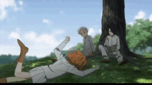 A Group Of People Are Sitting Under A Tree In A Park . GIF