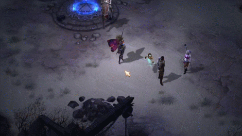 A Group Of People Are Standing In A Dark Room With A Circle In The Middle That Says ' 666 ' GIF