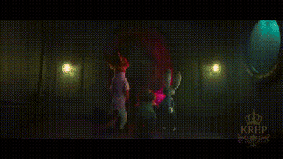 A Group Of People Are Standing In A Dark Room With Purple Lights . GIF