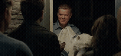 A Group Of People Are Standing In A Line With The Words `` Do We Follow Him ? '' GIF