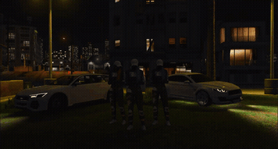 A Group Of People Are Standing In Front Of A Large Fire GIF