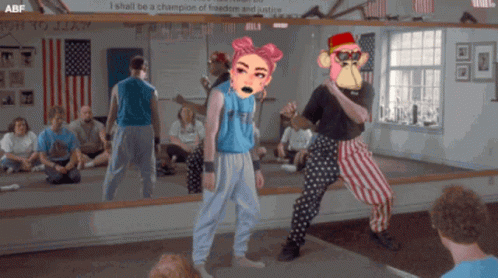 A Group Of People Are Standing In Front Of A Mirror And A Sign That Says I Shall Be A Champion GIF