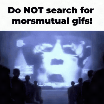 A Group Of People Are Standing In Front Of A Screen That Says Do Not Search For Morsmutual Gifs GIF