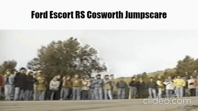 A Group Of People Are Standing On The Side Of A Road In Front Of A Tree . GIF