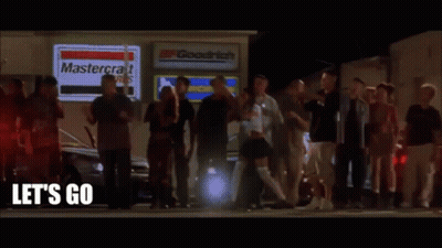 A Group Of People Are Standing Outside Of A Mastercraft Store GIF