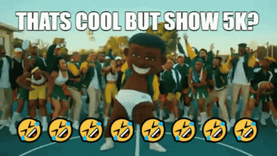 A Group Of People Dancing On A Basketball Court With The Caption That 'S Cool But Show 5K GIF