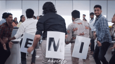 A Group Of People Holding Signs With The Letters Emi On Them GIF