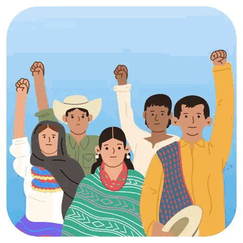 A Group Of People Holding Their Fists Up In The Air Sticker