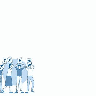 A Group Of People Holding Up Signs That Say " Team " GIF