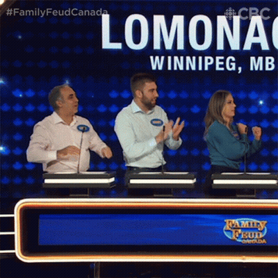 A Group Of People On A Family Feud Show GIF