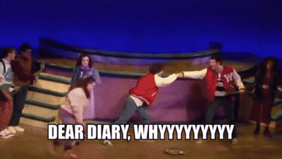 A Group Of People On A Stage With A Caption That Says Dear Diary Whyyy GIF