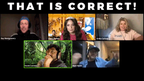 A Group Of People On A Video Call With The Words That Is Correct On The Bottom GIF