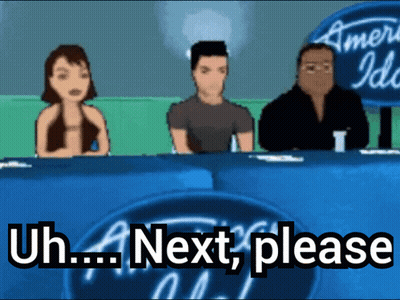 A Group Of People Sitting At A Table With The Words Uh Next Please GIF