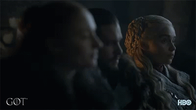 A Group Of People Sitting Next To Each Other With The Word Got On The Bottom Left GIF