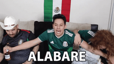 A Group Of People Sitting On A Couch With The Word Alabare On The Front GIF