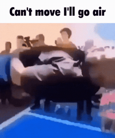 A Group Of People Sitting On A Couch With The Words Can 'T Move I 'Ll Go Air On The Bottom GIF