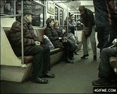 A Group Of People Sitting On A Train With The Website 4Gifme.com Visible GIF