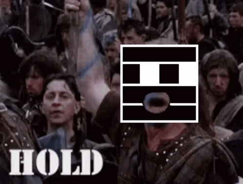 A Group Of People Standing In A Crowd With The Word Hold Written On The Bottom Of The Image . GIF