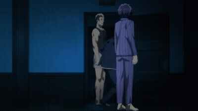 A Group Of People Standing In A Dark Room With A Girl Holding A Sword GIF