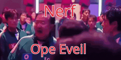 A Group Of People Standing In A Room With The Words Nerf Ope Eveil Written On The Bottom GIF