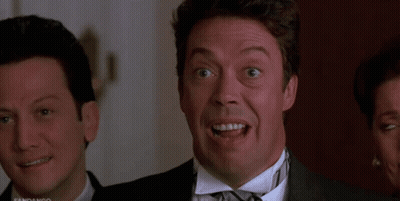 A Group Of People Standing In A Room With The Words We Love You GIF