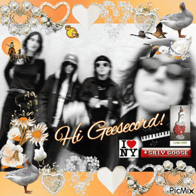 A Group Of People Standing Next To Each Other With The Words Hi Geesecord On The Bottom GIF