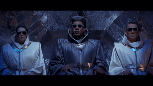 A Group Of People Standing Next To Each Other With The Words Party On Written In White GIF
