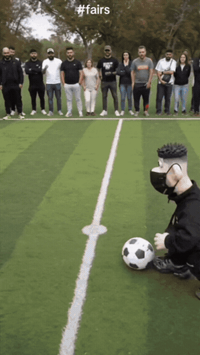 A Group Of People Standing On A Soccer Field With The Hashtag #Fairs On The Bottom GIF