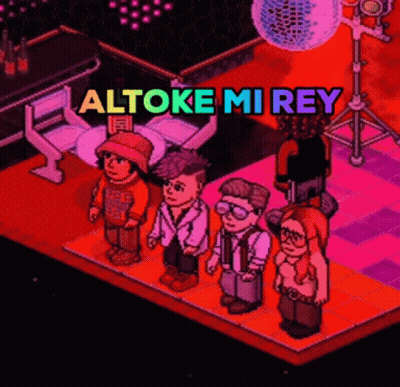 A Group Of People Standing On A Stage With Altoke Mi Rey Written On The Bottom GIF