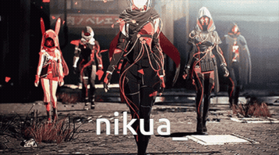 A Group Of People Walking With The Word Nikua On The Bottom GIF