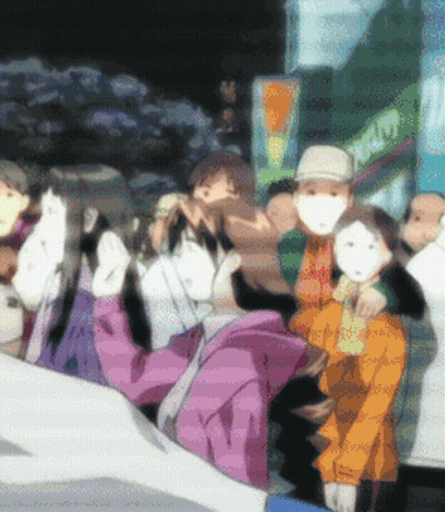 A Group Of People Wearing Face Masks Are Standing In Front Of A Store That Says ' Ice Cream ' On It GIF
