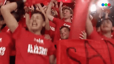 A Group Of People Wearing Red Shirts With The Word Cono On The Front GIF