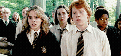 A Group Of People Wearing School Uniforms And Ties Are Standing In A Line Looking At Something . GIF