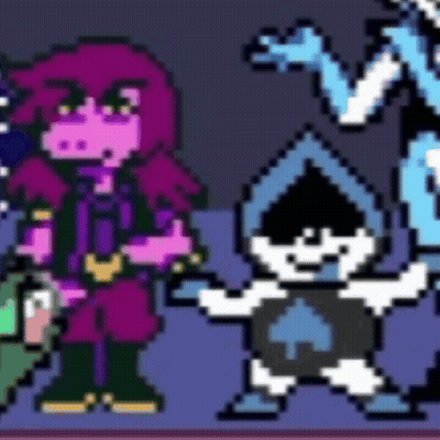 A Group Of Pixel Art Characters Standing Next To Each Other . GIF
