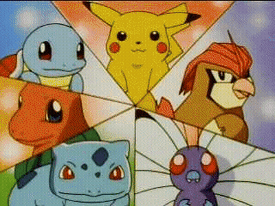 A Group Of Pokemon Are Standing In A Circle . GIF