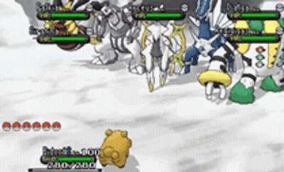 A Group Of Pokemon Fighting Each Other In A Video Game . GIF
