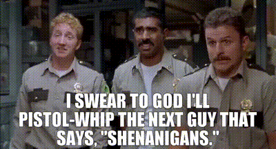 A Group Of Police Officers Are Standing Next To Each Other And One Of Them Says I Swear GIF