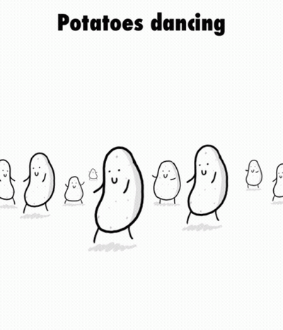 A Group Of Potatoes Are Dancing In A Line GIF